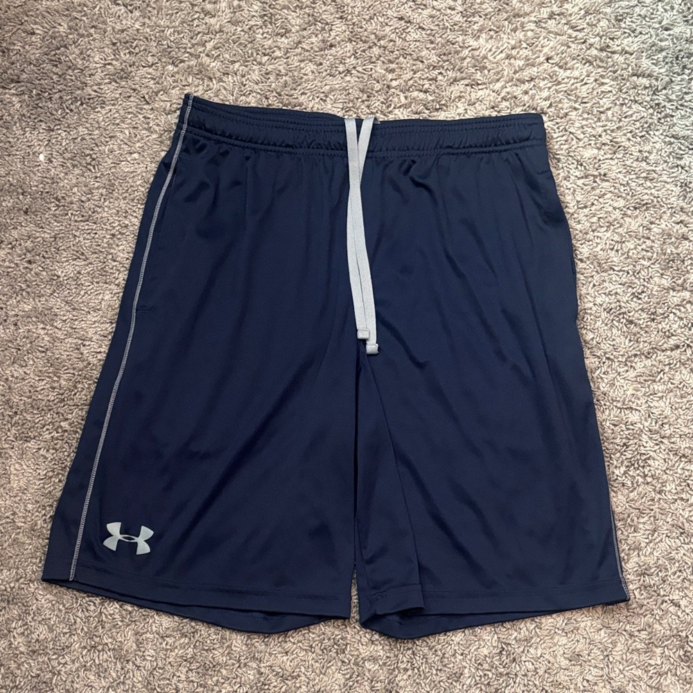 Under Armour Navy Athletic Shorts with Light Gray Trim